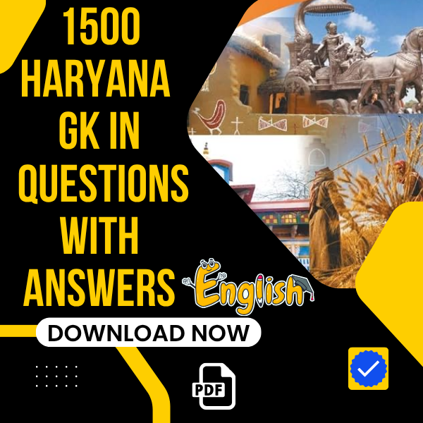 Haryana GK in English PDF Download For Competitive Exams 1500+ Haryana GK One-Liner Questions (English)
